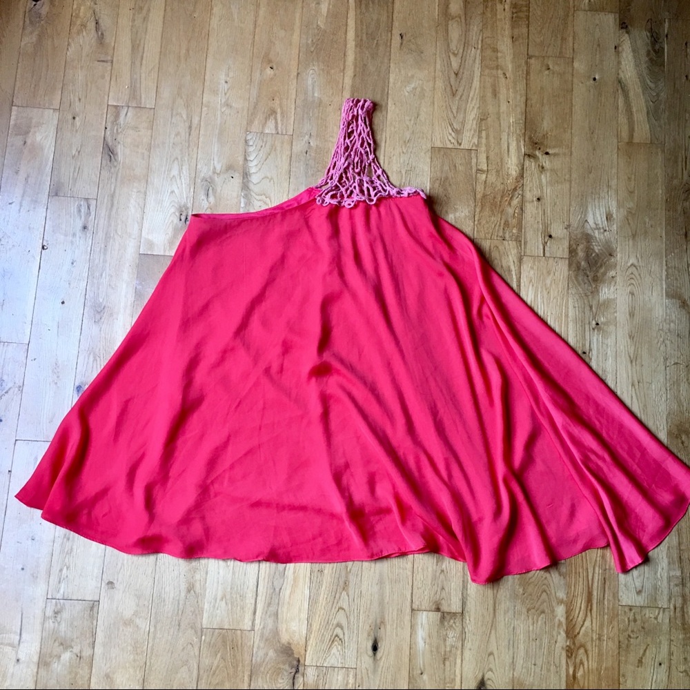 C LUCE Crocheted One Shoulder Asymmetrical Dress